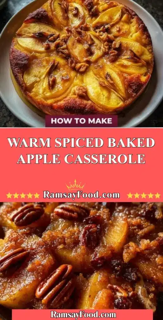 Delicious warm spiced baked apple casserole topped with cinnamon