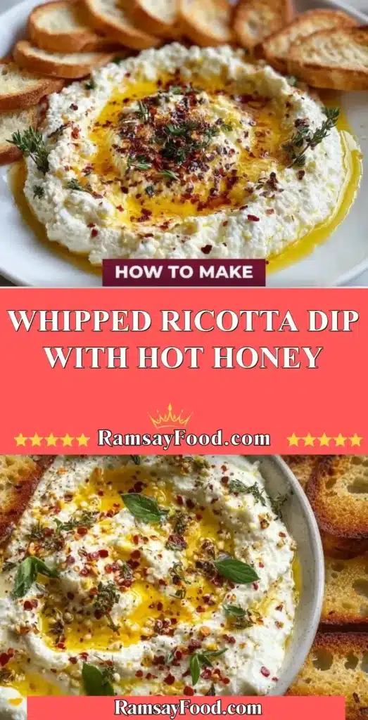 Whipped ricotta dip topped with hot honey, served with fresh bread.