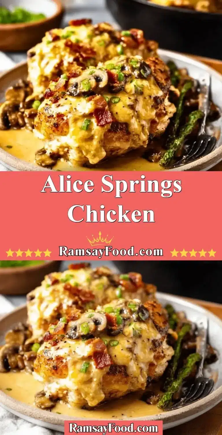 Alice Springs Chicken 7 Plate of Alice Springs Chicken garnished with herbs and served with sides