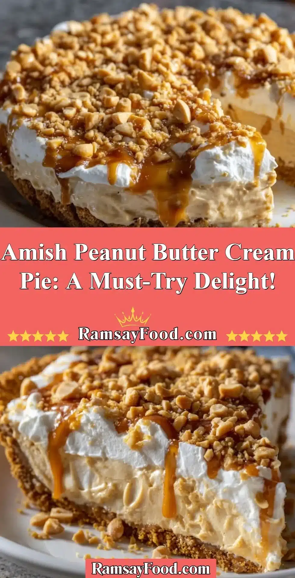 Delicious Amish Peanut Butter Cream Pie served on a rustic wooden table
