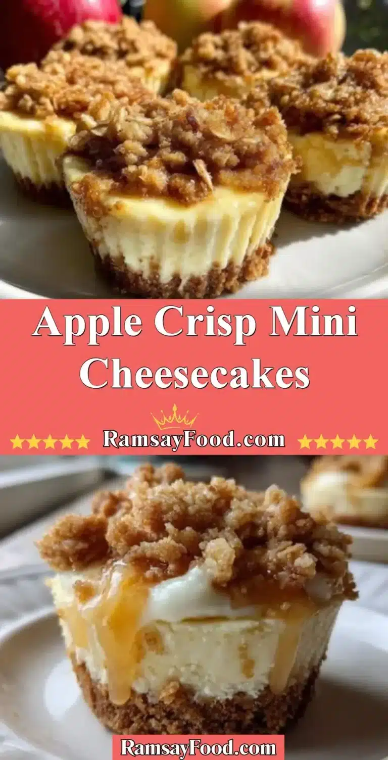 Delicious Apple Crisp Mini Cheesecakes with a crispy topping and creamy base