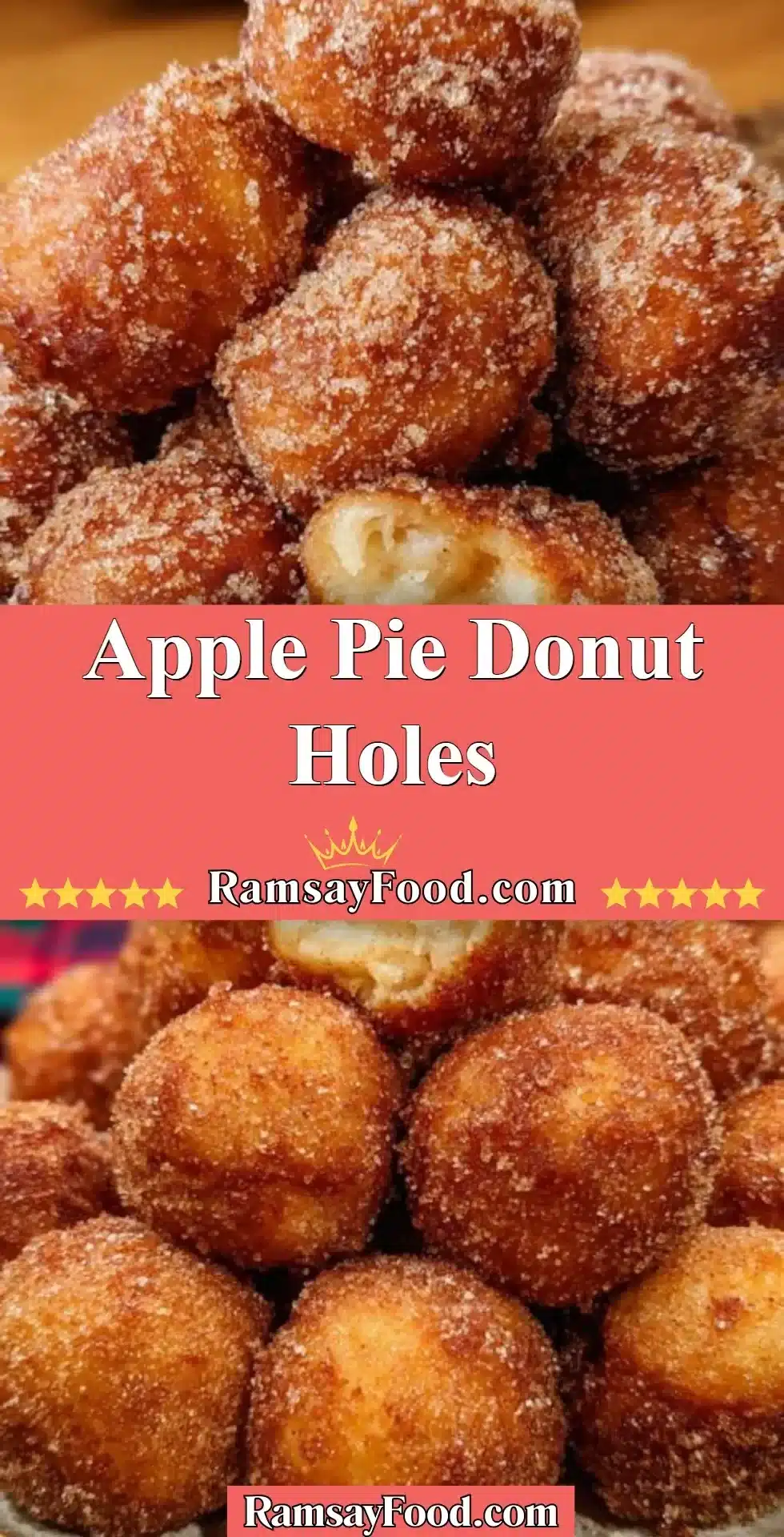 Apple Pie Donut Holes 2 Tasty apple pie donut holes drizzled with icing and sprinkled with cinnamon.