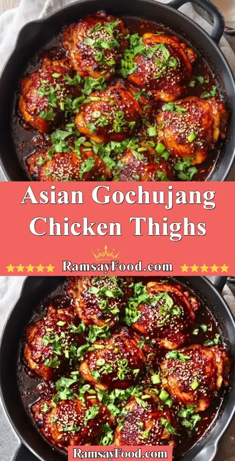 Delicious Asian Gochujang Chicken Thighs garnished with green onions