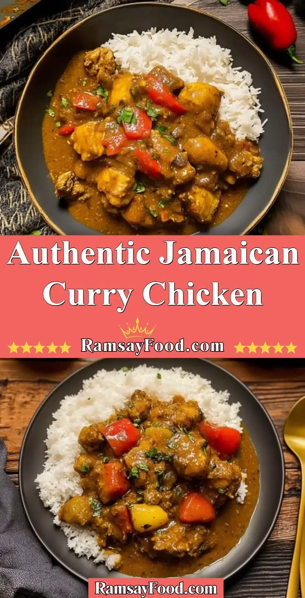 Authentic Jamaican Curry Chicken 2 Plate of authentic Jamaican Curry Chicken with vibrant spices and herbs