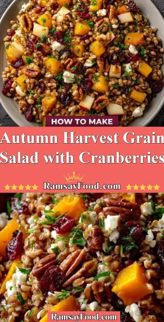 Autumn Harvest Grain Salad with cranberries, nuts, and seasonal vegetables