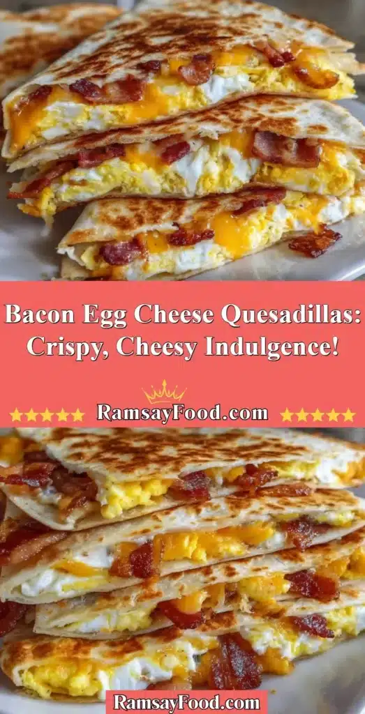 Delicious bacon egg cheese quesadillas served on a plate, topped with fresh herbs