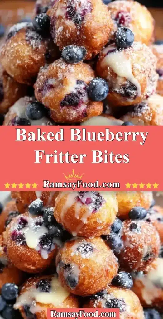 Baked blueberry fritter bites on a charming plate, showcasing delicious golden-brown treats.