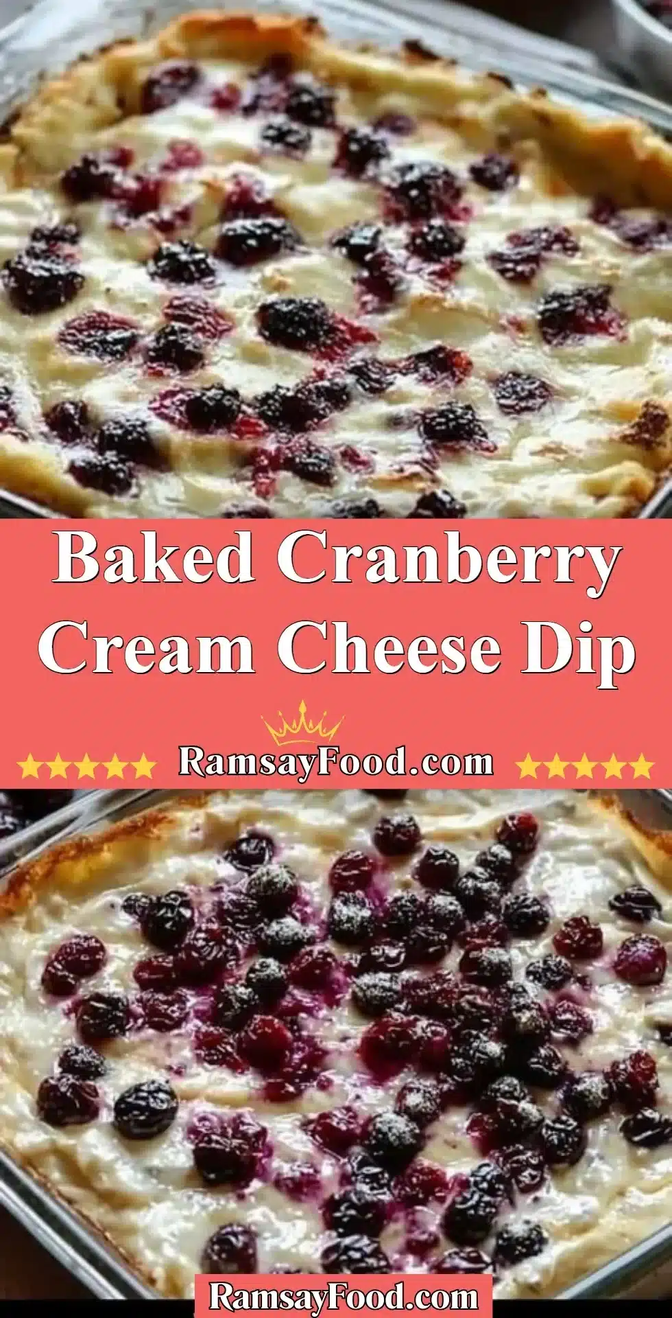 Baked Cranberry Cream Cheese Dip 2 Baked Cranberry Cream Cheese Dip served in a festive dish
