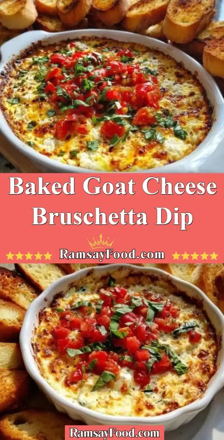 Delicious baked goat cheese bruschetta dip served in a bowl with crispy bread.