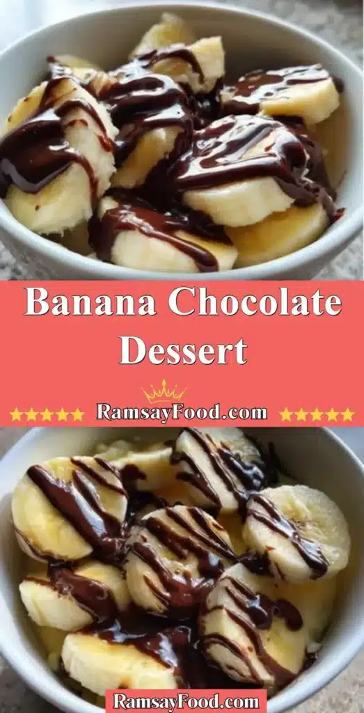 Decadent banana chocolate dessert served with whipped cream and chocolate drizzle