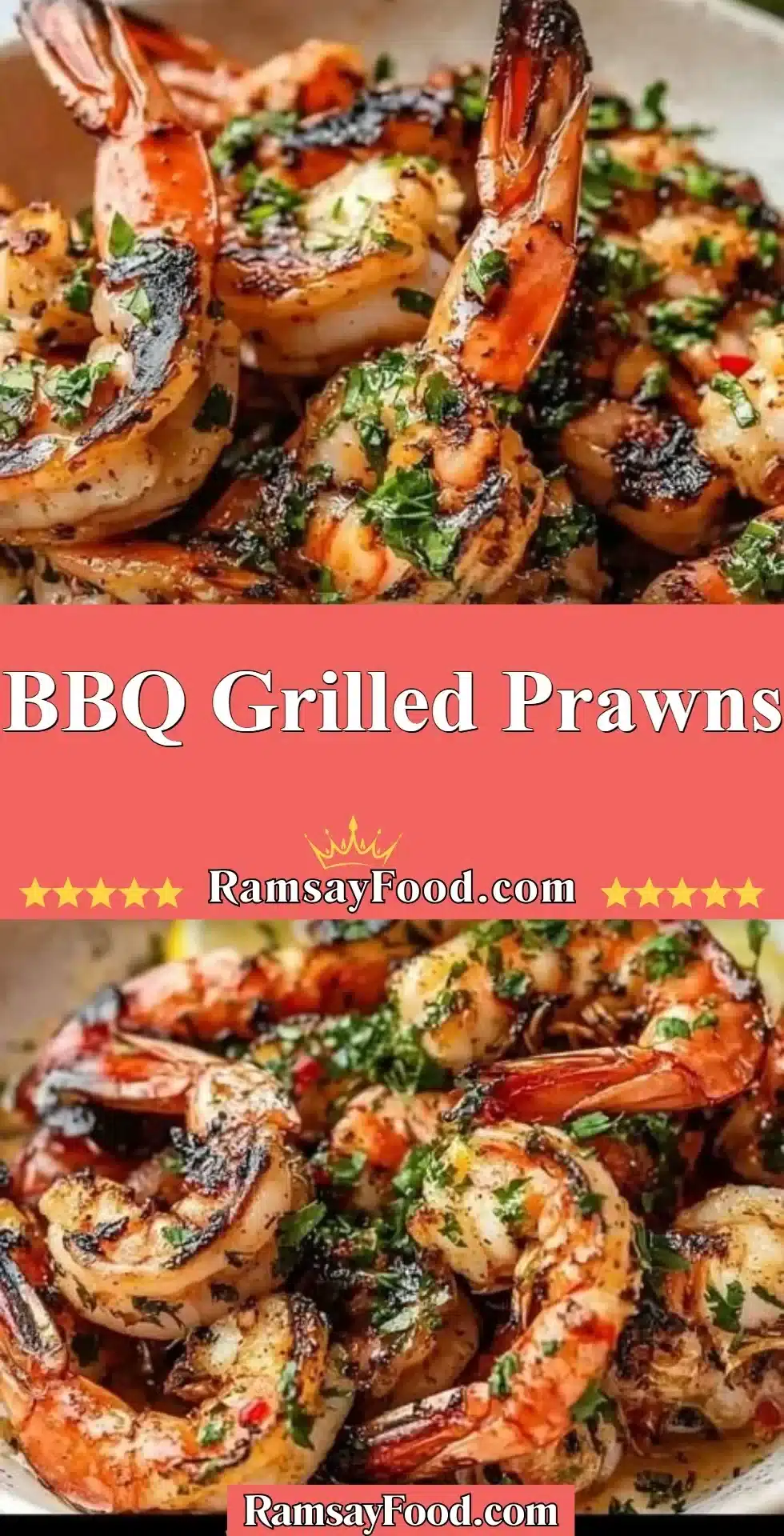 Succulent BBQ grilled prawns on a barbecue grill, ready to be enjoyed.