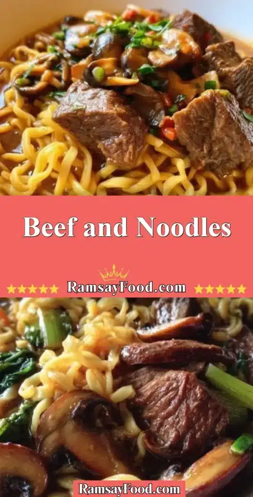Delicious plate of beef and noodles garnished with herbs