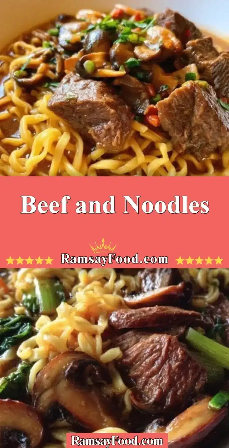 Delicious plate of beef and noodles garnished with herbs