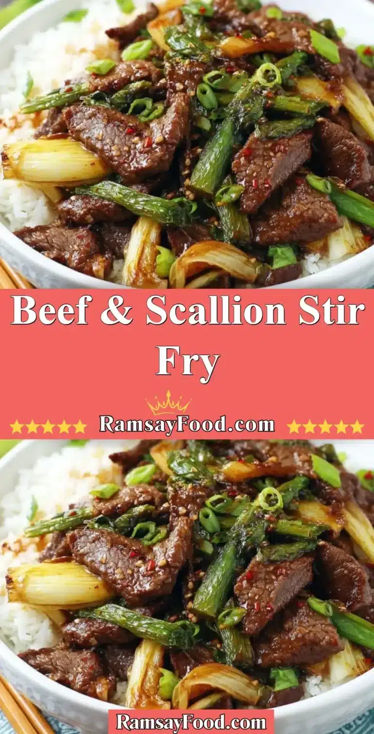 Beef and scallion stir fry served in a bowl with vegetables and sauce
