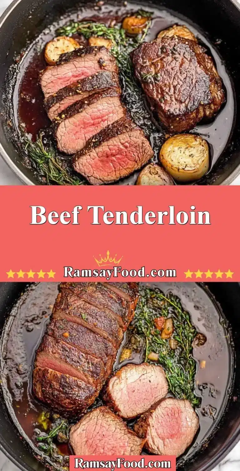 Deliciously cooked Beef Tenderloin served with a side of vegetables