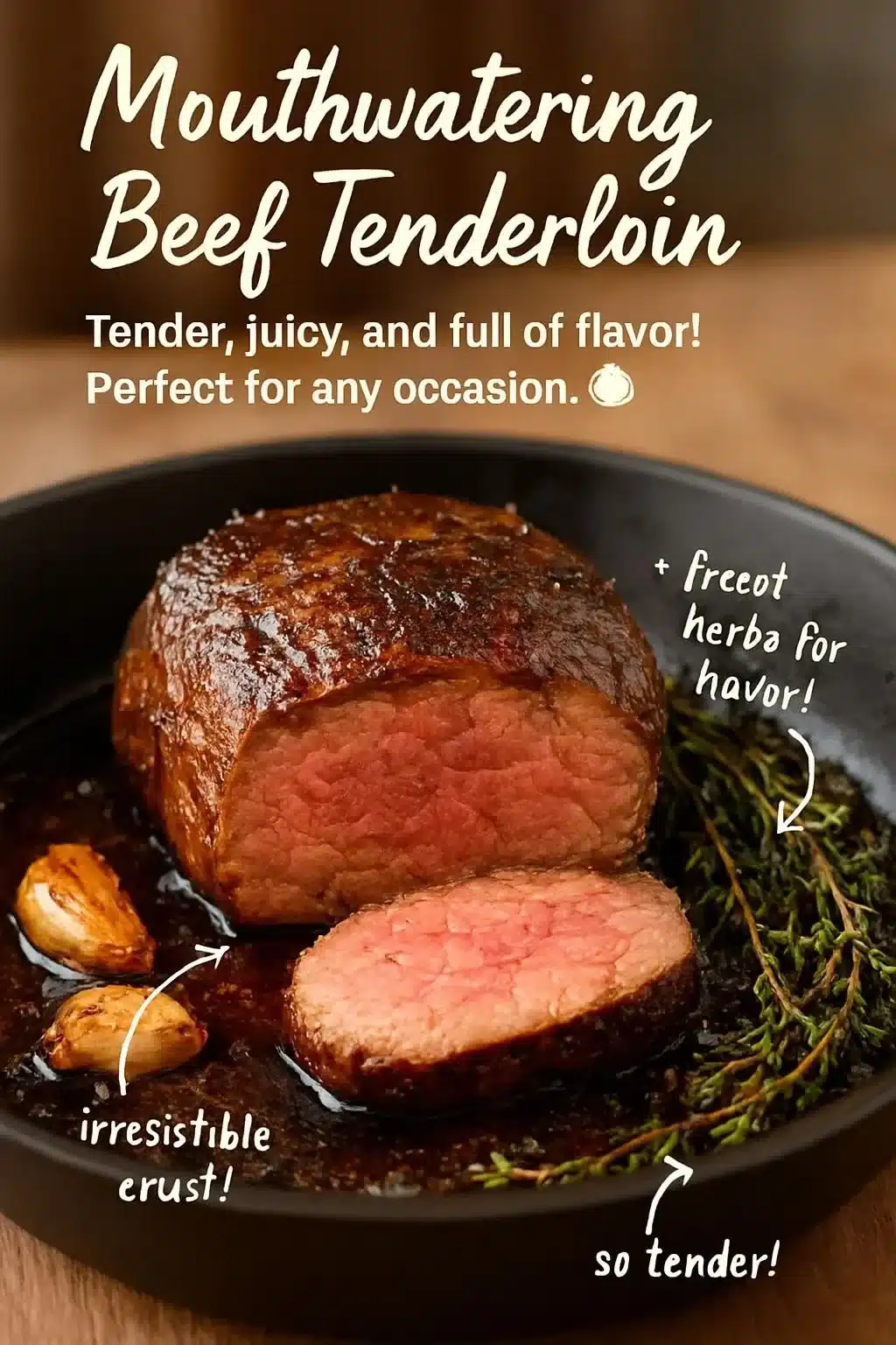Beef Tenderloin 2 Succulent beef tenderloin steak seasoned and grilled to perfection.