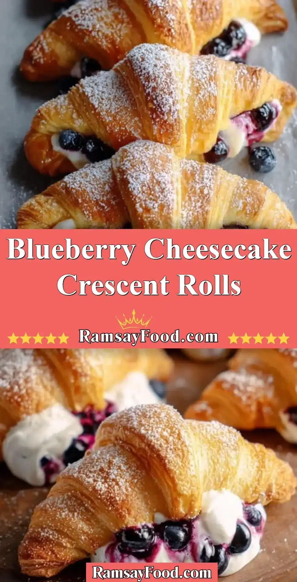 Blueberry cheesecake crescent rolls baked to golden perfection.