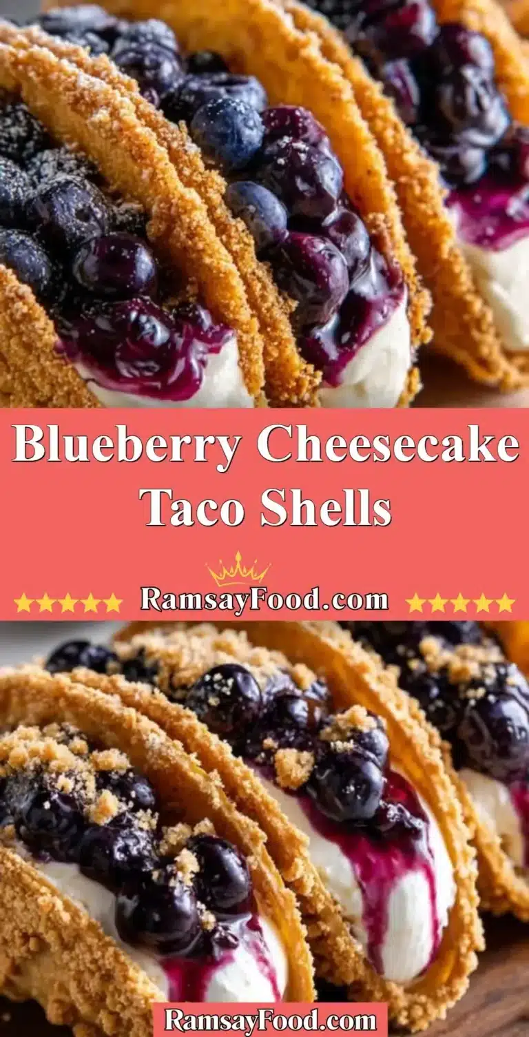 Blueberry Cheesecake Taco Shells 5 Blueberry cheesecake taco shells served on a plate garnished with fresh blueberries