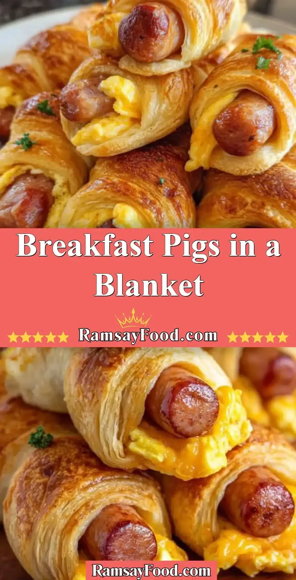 Breakfast Pigs in a Blanket served on a plate