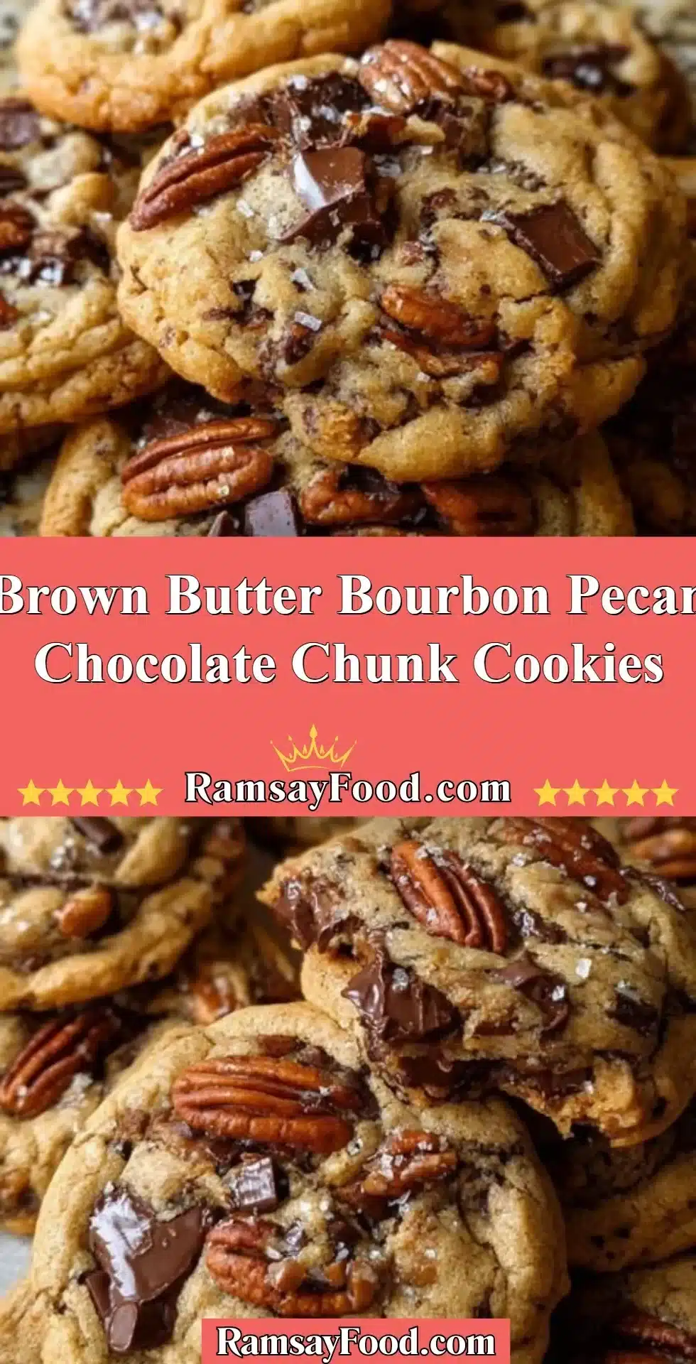 Brown Butter Bourbon Pecan Chocolate Chunk Cookies 2 Delicious brown butter bourbon pecan chocolate chunk cookies on a plate