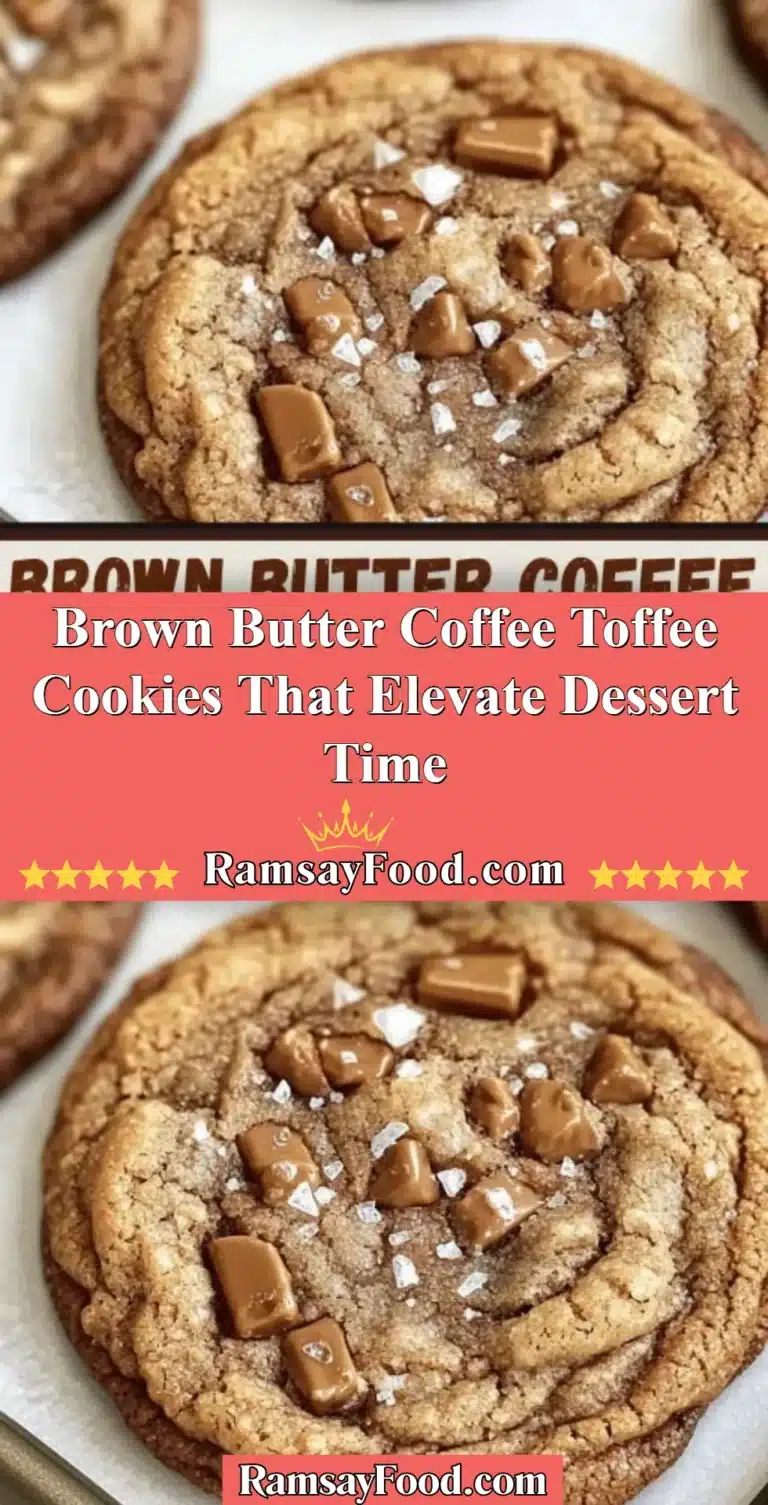 Delicious Brown Butter Coffee Toffee Cookies on a rustic plate