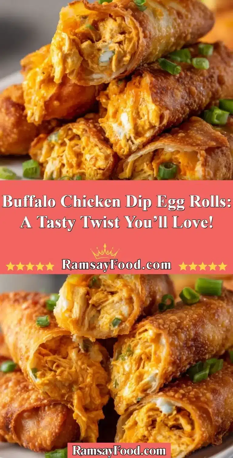 Buffalo Chicken Dip Egg Rolls: A Tasty Twist You’ll Love! 6 Buffalo Chicken Dip Egg Rolls on a platter ready to be served