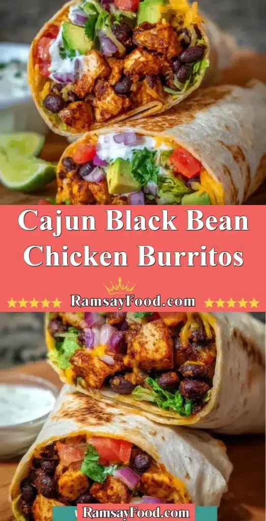 Cajun Black Bean Chicken Burritos served with fresh toppings and spices