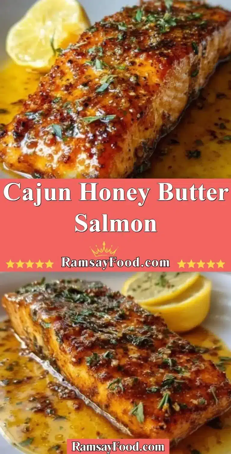 Cajun Honey Butter Salmon 8 Cajun Honey Butter Salmon served with herbs and a slice of lemon on a plate