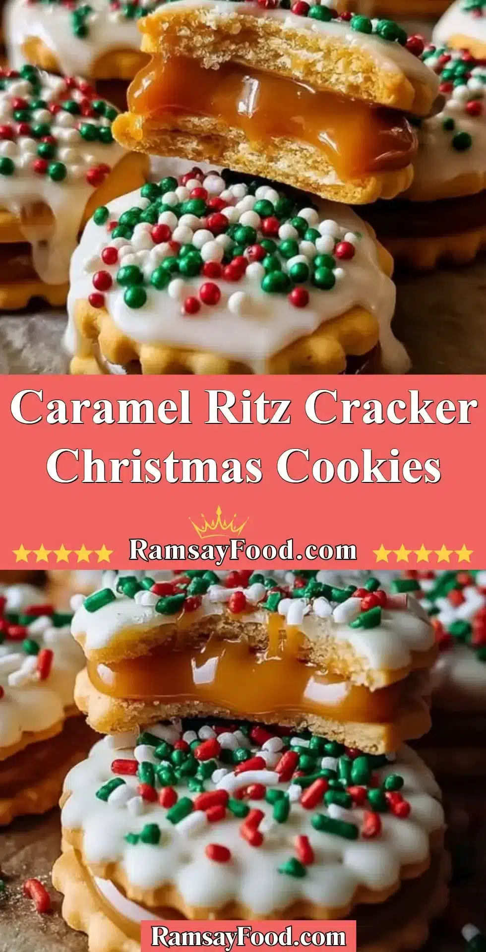 Delicious Caramel Ritz Cracker Christmas Cookies arranged on a festive plate