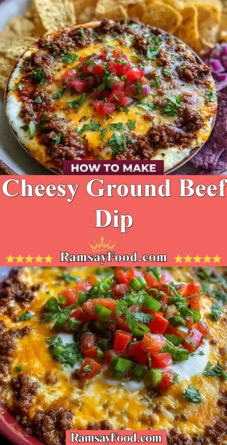 Cheesy ground beef dip served in a bowl with tortilla chips on the side.