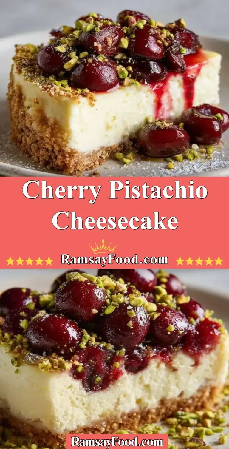 Cherry Pistachio Cheesecake 9 Delicious Cherry Pistachio Cheesecake topped with cherries and pistachios