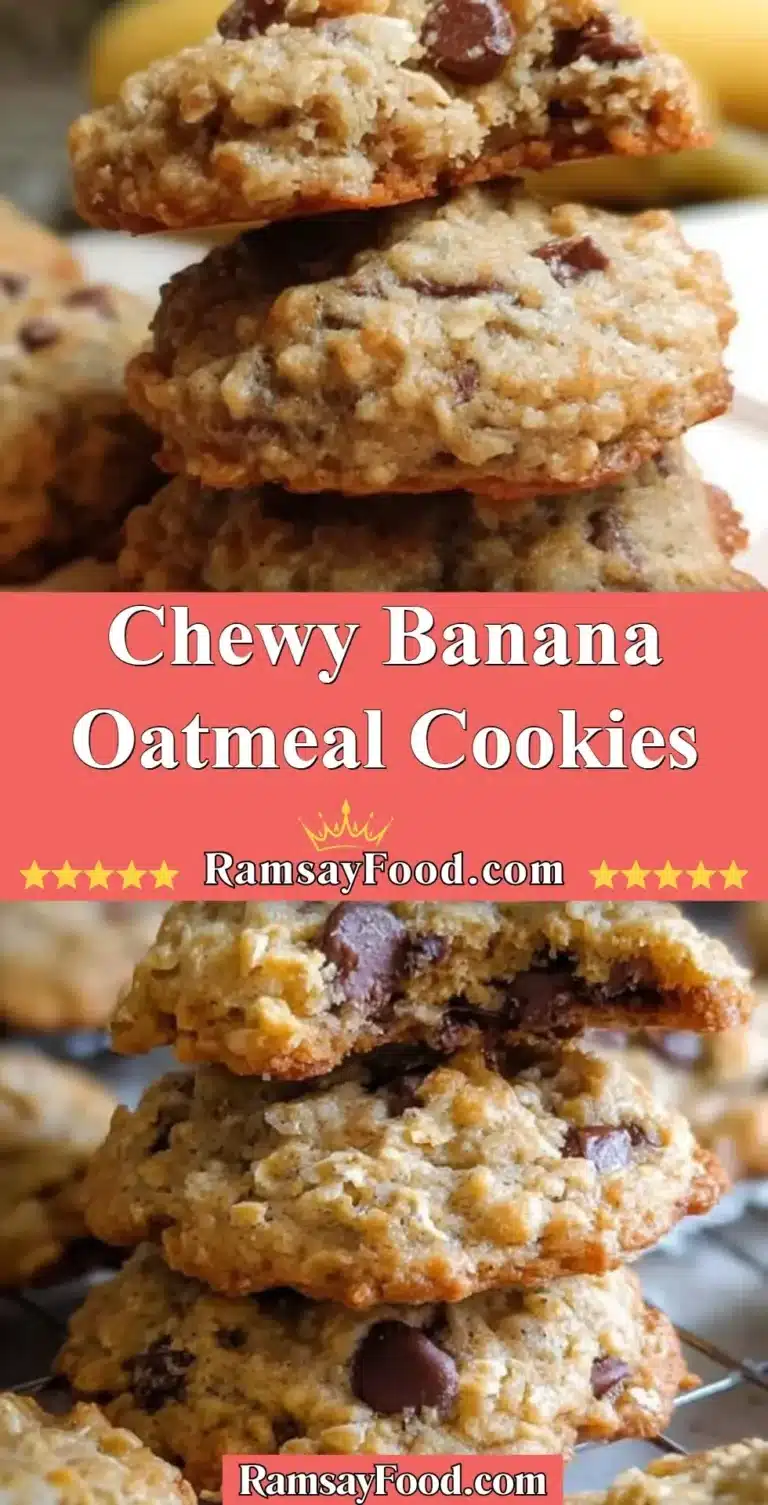 Delicious chewy banana oatmeal cookies on a baking sheet.