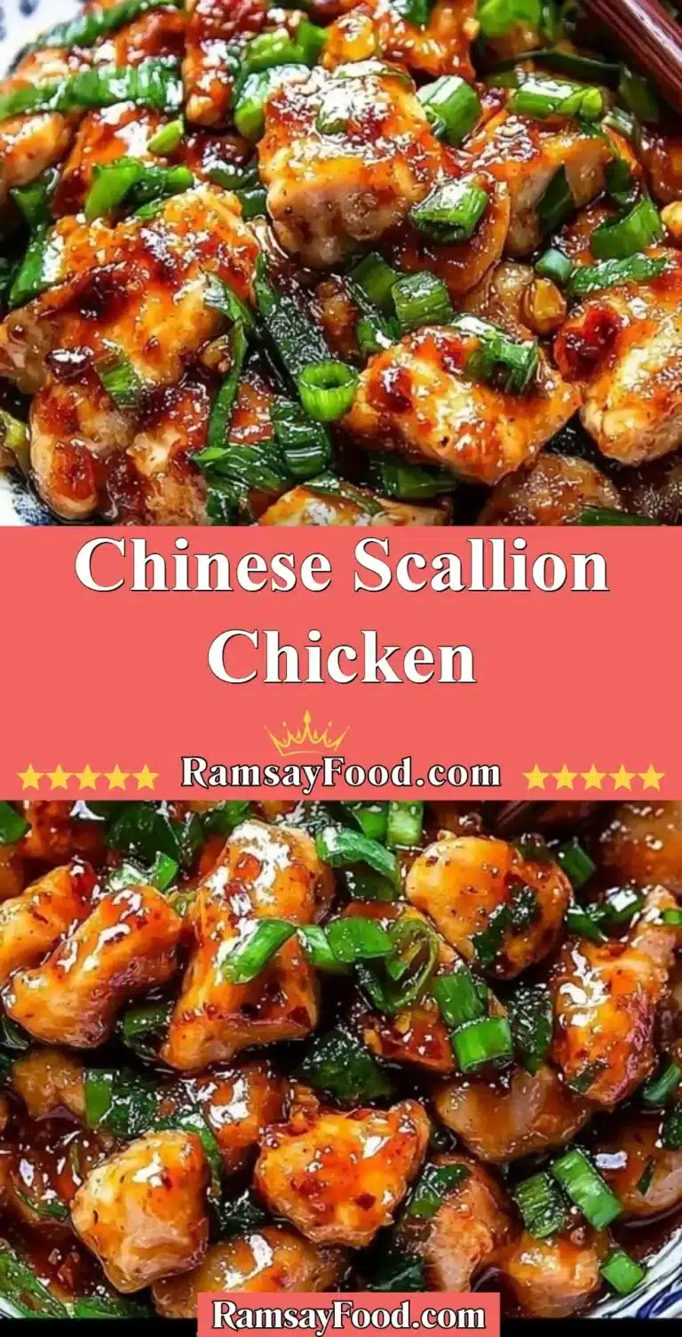 Delicious Chinese scallion chicken dish served with fresh scallions and rice