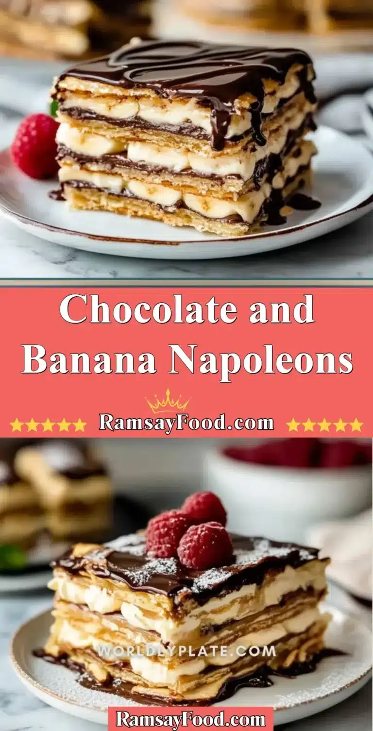 Chocolate and Banana Napoleons 9 Chocolate Banana Napoleons dessert with layers of chocolate and bananas