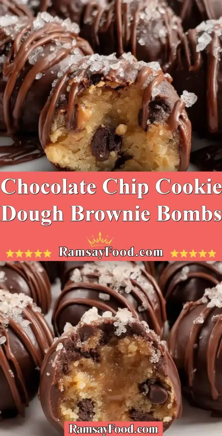 Chocolate Chip Cookie Dough Brownie Bombs 8 Chocolate Chip Cookie Dough Brownie Bombs with rich chocolate and cookie dough filling