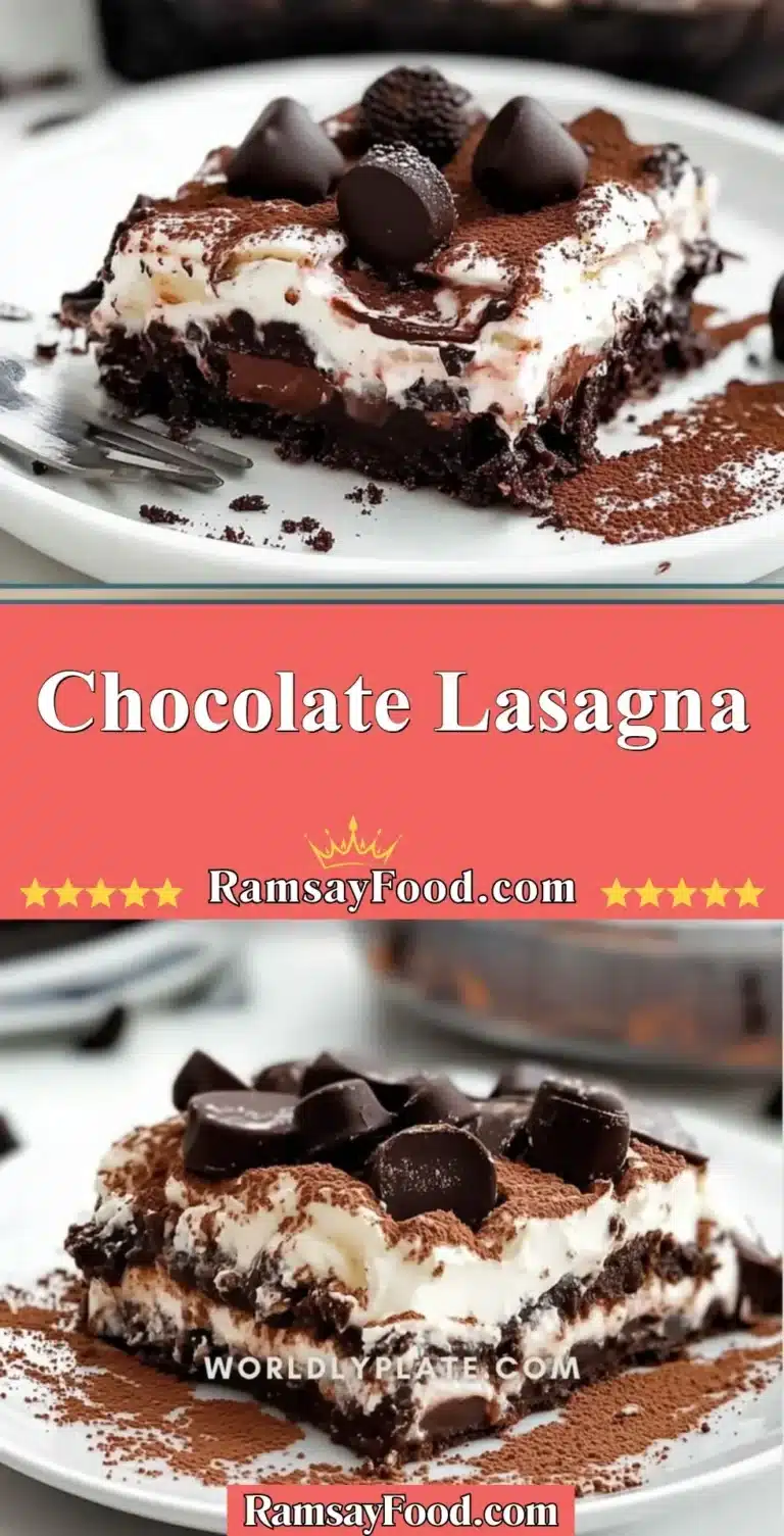 Chocolate Lasagna 8 Delicious layered chocolate lasagna dessert with creamy filling and chocolate topping