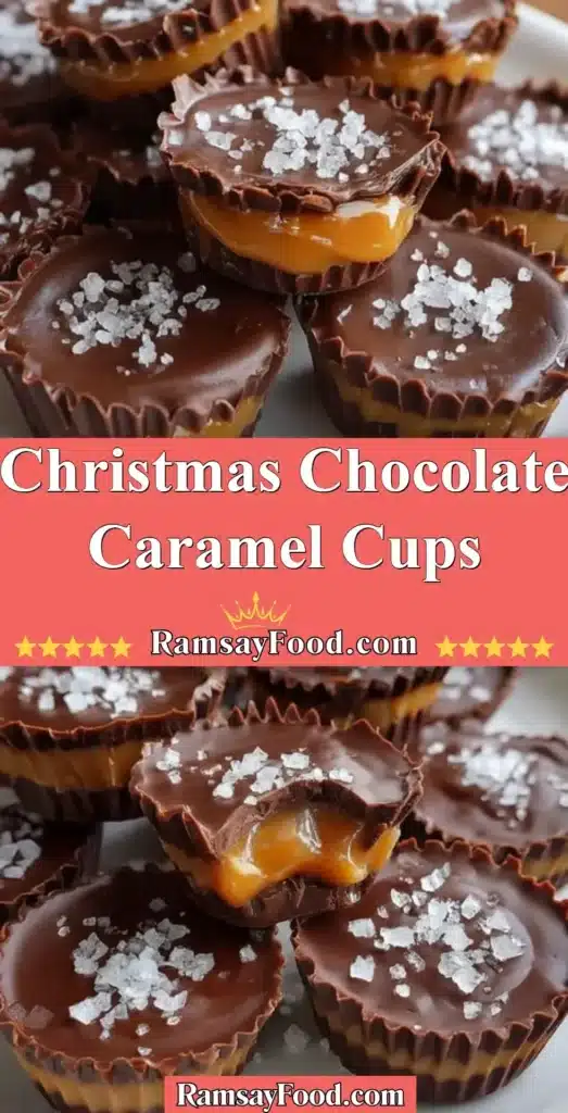 Christmas chocolate caramel cups adorned with festive decorations
