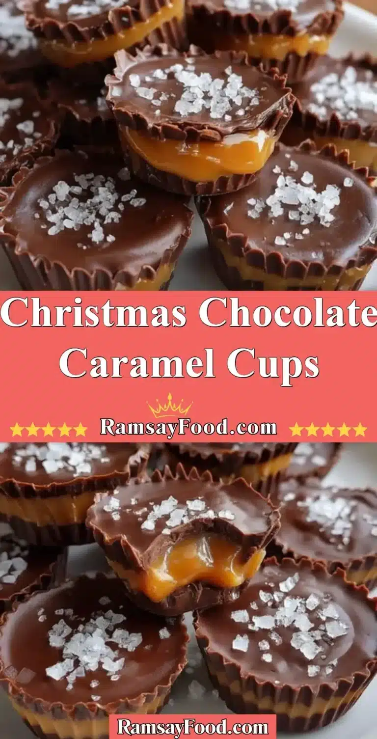 Christmas Chocolate Caramel Cups 6 Christmas chocolate caramel cups adorned with festive decorations