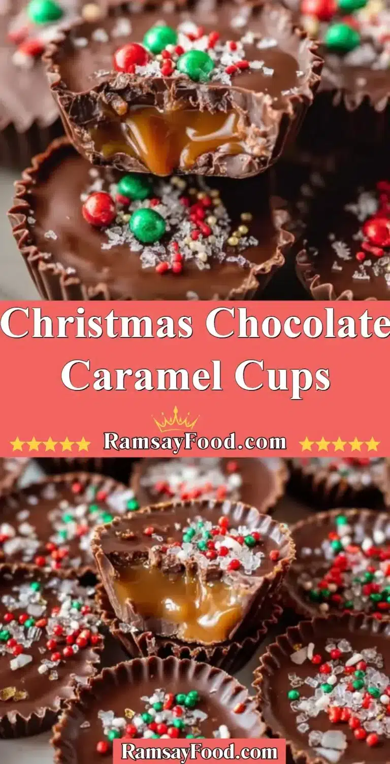 Delicious Christmas chocolate caramel cups decorated for festive celebrations