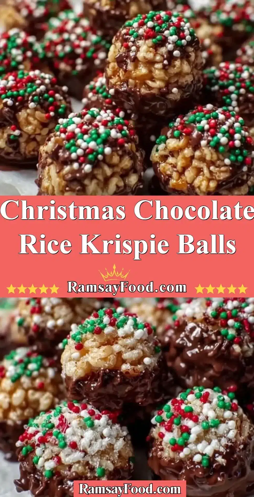 Christmas Chocolate Rice Krispie Balls 2 Festive Christmas Chocolate Rice Krispie Balls on a holiday platter