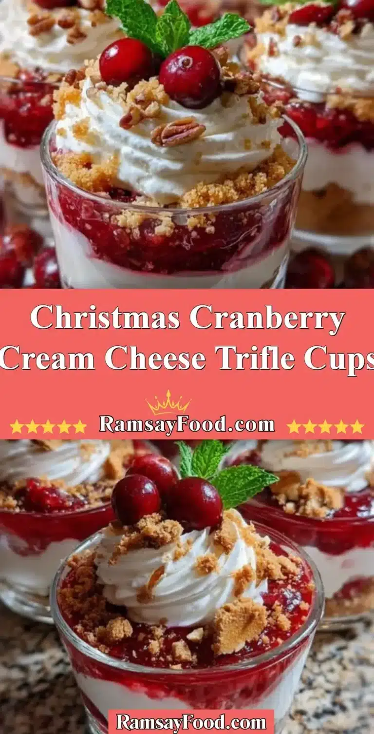 Christmas Cranberry Cream Cheese Trifle Cups 7 Christmas Cranberry Cream Cheese Trifle Cups with layers of cream and cranberries