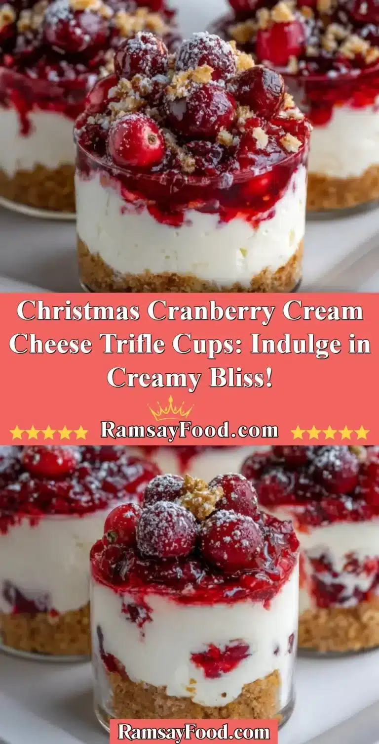 Christmas Cranberry Cream Cheese Trifle Cups in a festive setting