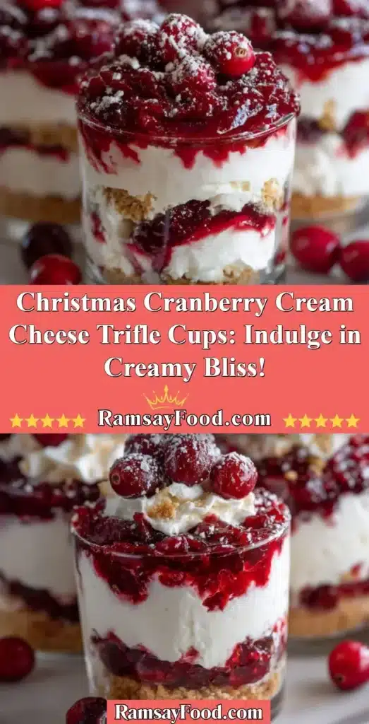 Christmas Cranberry Cream Cheese Trifle Cups with layers of creamy goodness