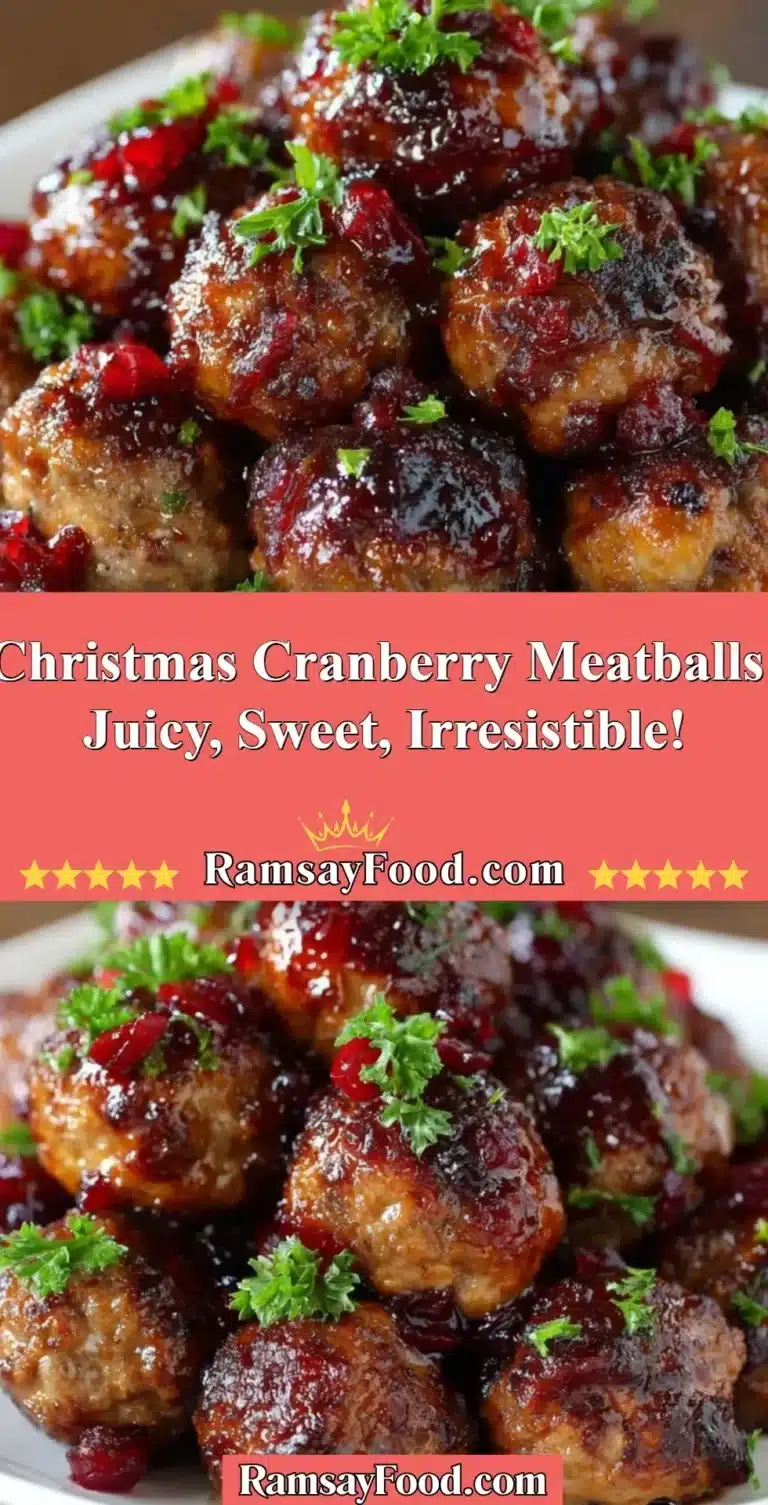 Christmas Cranberry Meatballs: Juicy, Sweet, Irresistible! 6 Delicious Christmas cranberry meatballs served on a festive platter