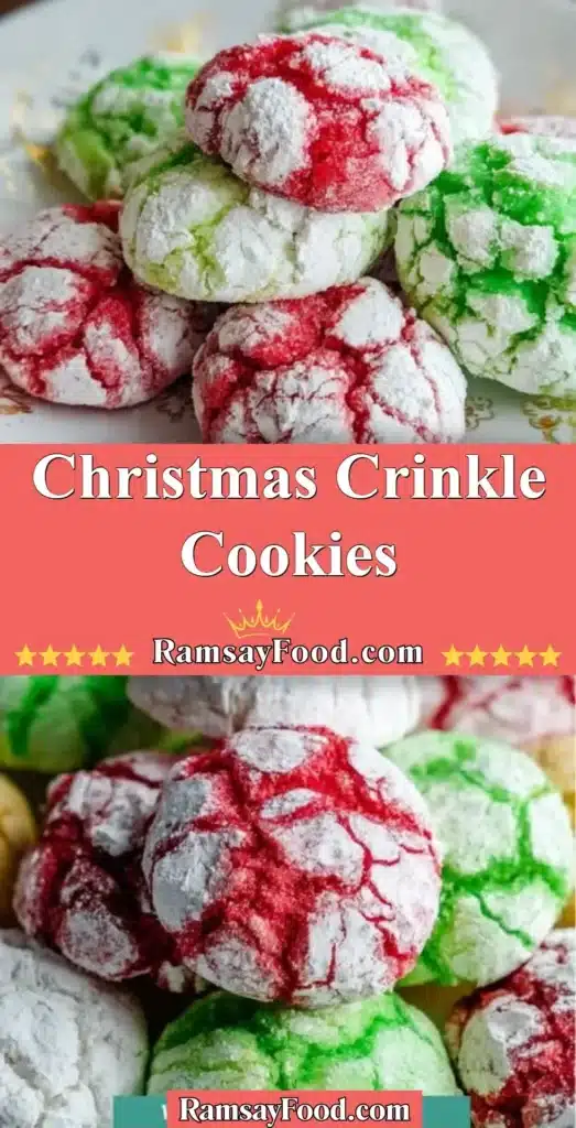 Deliciously festive Christmas Crinkle Cookies dusted with powdered sugar