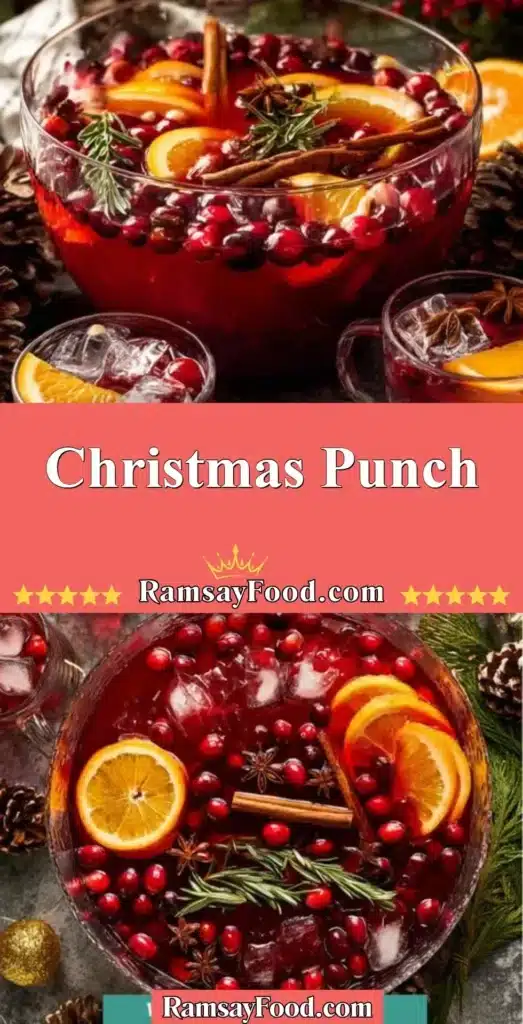 Festive Christmas Punch in a Glass with Fruits and Spices