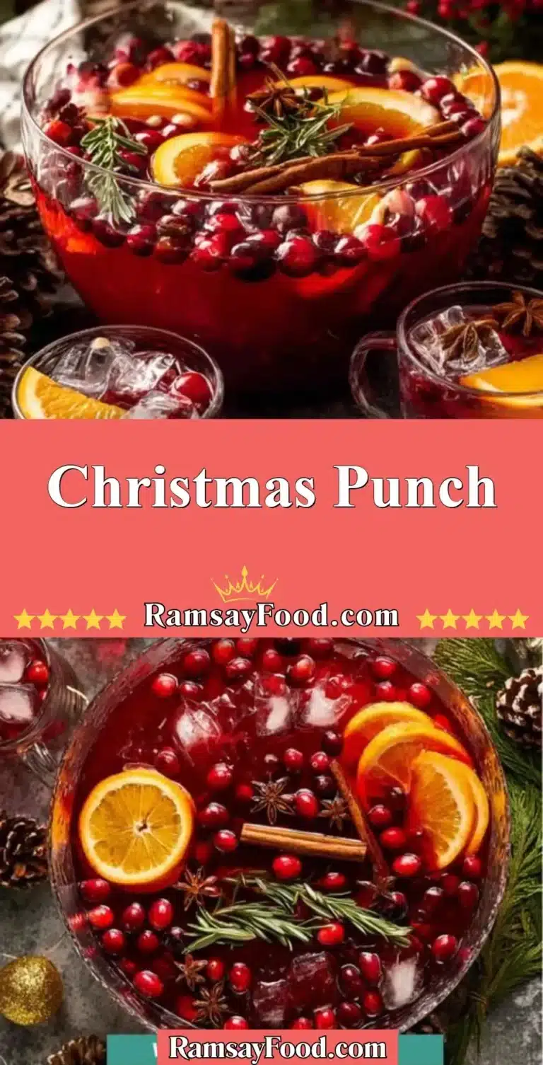 Festive Christmas Punch in a Glass with Fruits and Spices