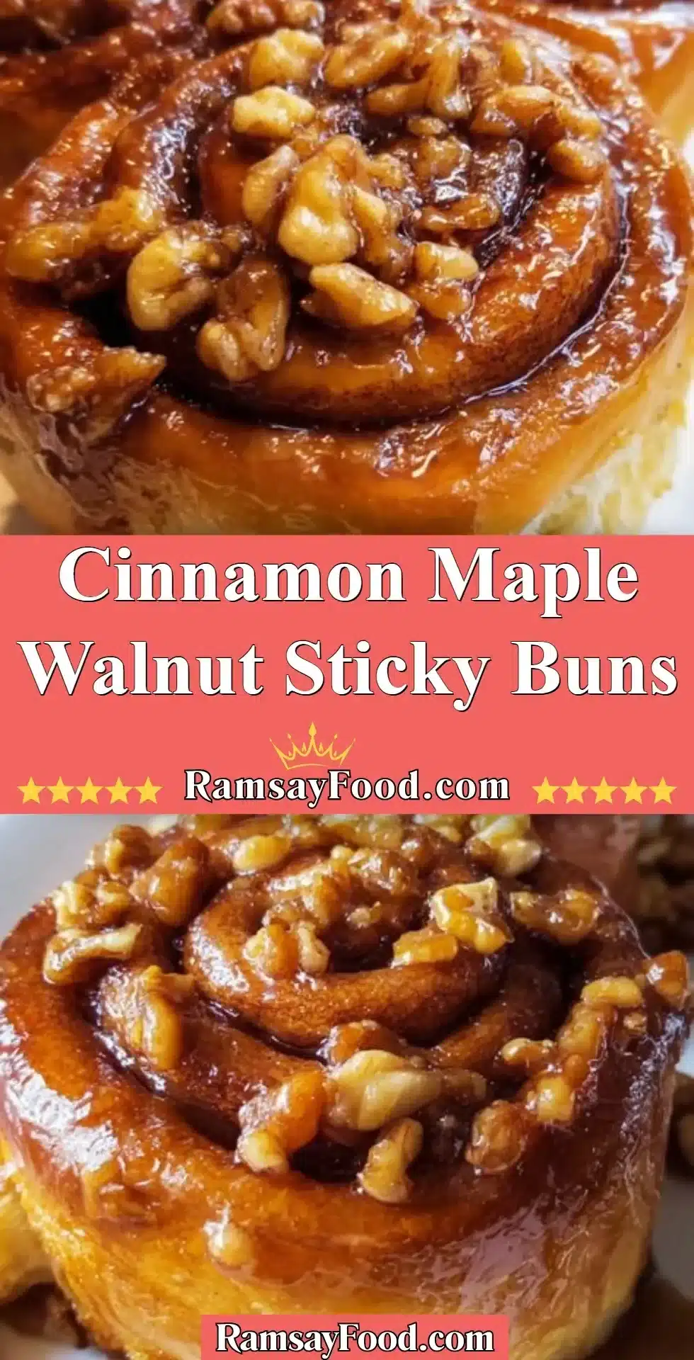Delicious Cinnamon Maple Walnut Sticky Buns fresh out of the oven