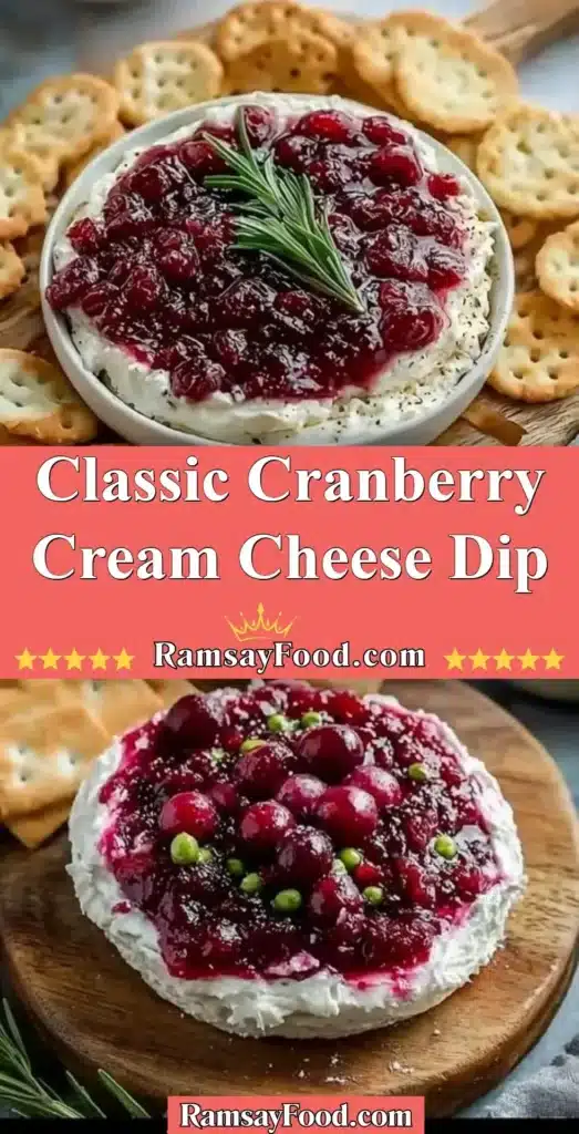 Classic Cranberry Cream Cheese Dip served in a festive bowl