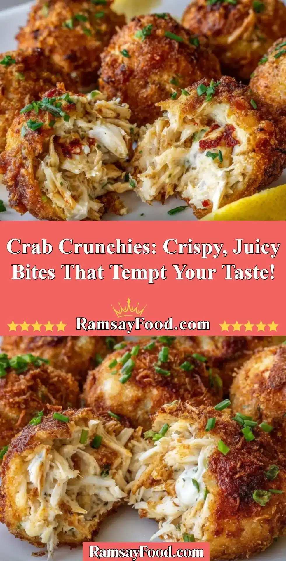 Crab Crunchies: Crispy, Juicy Bites That Tempt Your Taste! 2 Plate of crispy crab crunchies with juicy, golden-brown bites.